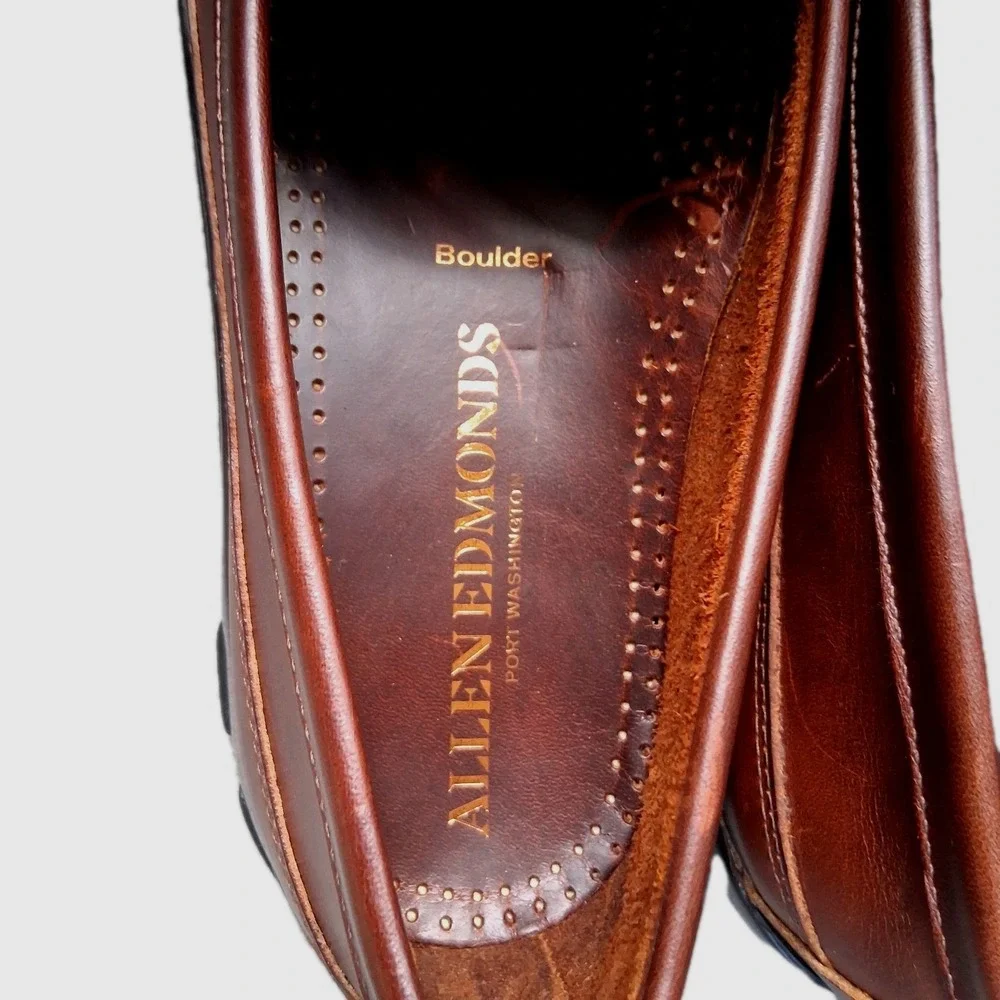 Allen Edmonds Port Washington Boulder Mens 12 D Hand Made Leather Loafers, Brown